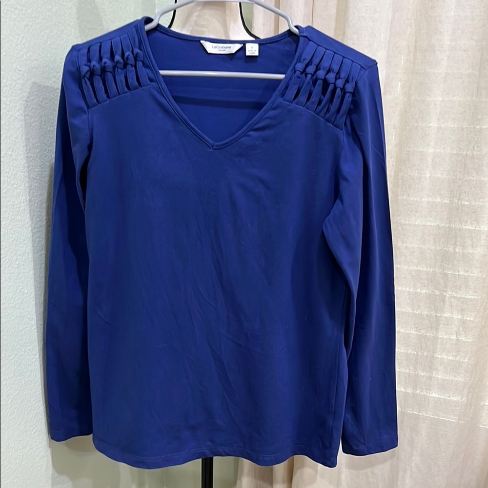Women's Blue V-Neck Top